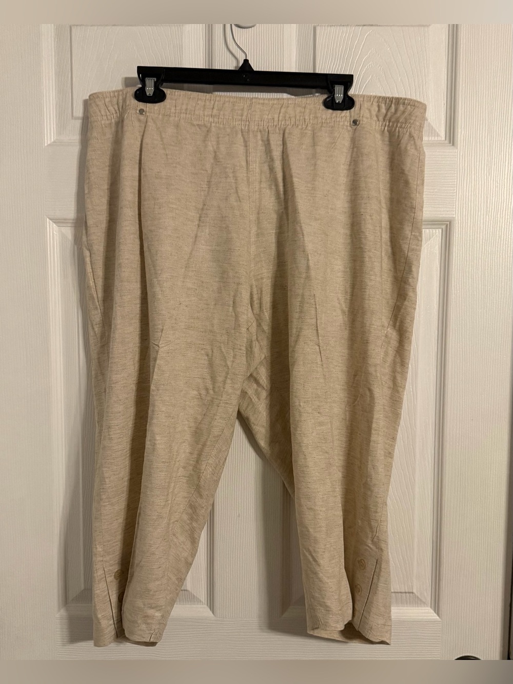 C.d. Daniels 1xl Women’s Crop Pants Linen Blend Beige